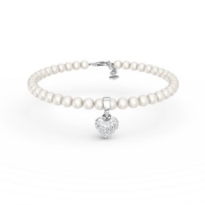 Bratara din aur alb cu perle de cultura de 21.2ct si diamante de 0.1ct