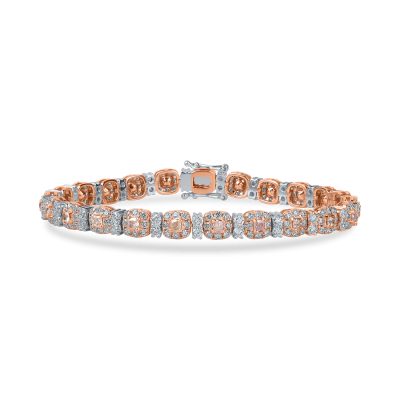 Bratara din aur alb-roz cu diamante roz cushion si incolore de 5.1ct