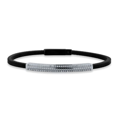 Bratara din aur alb si otel cu diamante de 0.22ct pentru barbati