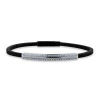 Bratara din aur alb si otel cu diamante de 0.22ct pentru barbati