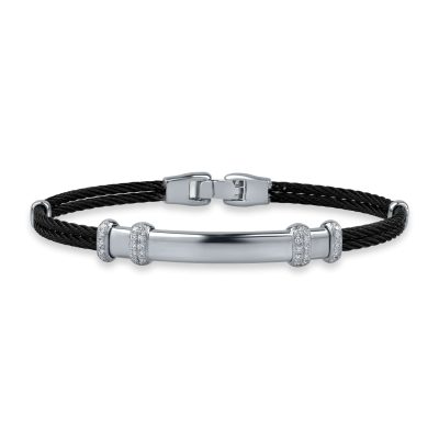 Bratara din aur alb si otel cu diamante de 0.25ct pentru barbati