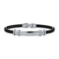 Bratara din aur alb si otel cu diamante de 0.25ct pentru barbati