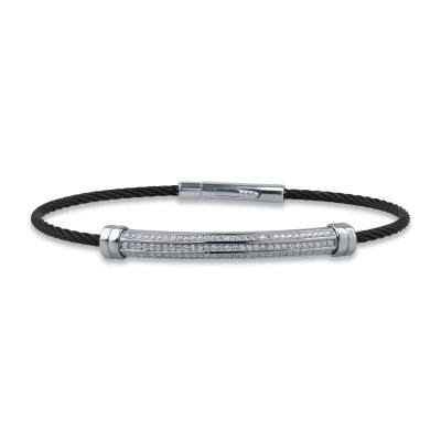 Bratara din aur alb si otel cu diamante de 0.45ct pentru barbati