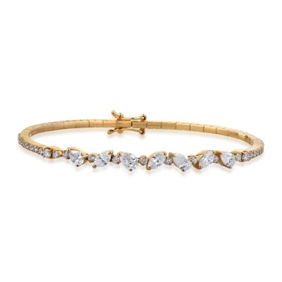 Bratara din aur galben cu diamante marquise, pear si rotunde de 2.21ct