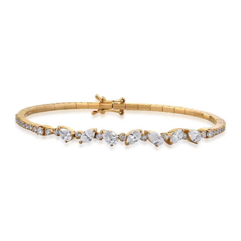 Bratara din aur galben cu diamante marquise, pear si rotunde de 2.21ct