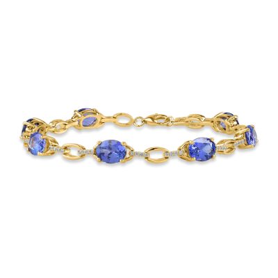 Bratara din aur galben cu tanzanite pear de 11.67ct si diamante de 0.4ct