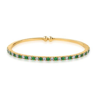 Bratara din aur galben cu tsavorite de 1.19ct si diamante de 1.05ct