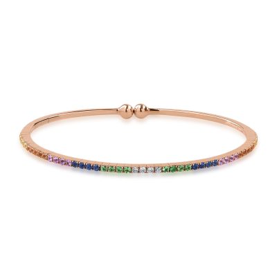 Bratara din aur roz cu safire multicolore de 1.24ct si diamante de 0.09ct
