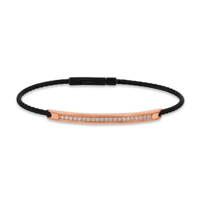 Bratara din aur roz si otel cu diamante de 0.28ct pentru barbati