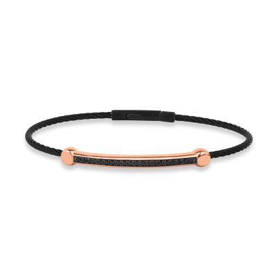 Bratara din aur roz si otel cu diamante negre de 0.33ct pentru barbati
