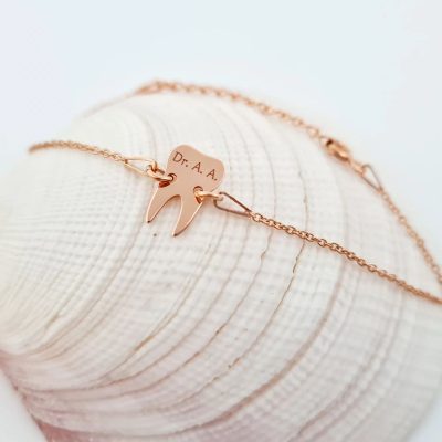 Bratara dinte cu lantisor - Argint 925 placat cu Aur roz 18k