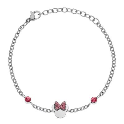 Bratara Disney Minnie Mouse fundita cu cristale - Otel Medical Inoxidabil si Cristale Roz