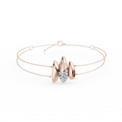 Bratara dubla cu pandantiv din aur roz cu diamante de 0.1ct