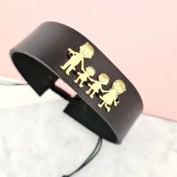 Bratara Familia Mea - pentru barbat - 4 membri - Argint 925 placat cu Aur si Piele lata