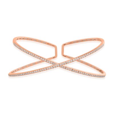 Bratara fixa din aur roz cu diamante de 0.87ct