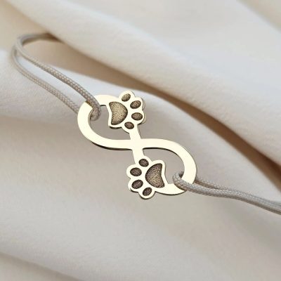 Bratara infinit - Paw love - Aur Galben 9K - Snur reglabil, diverse culori