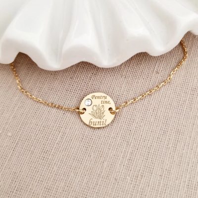 Bratara Pentru tine buni - Argint 925 placat cu Aur Galben 18K si Cristal Swarovski - cu lantisor