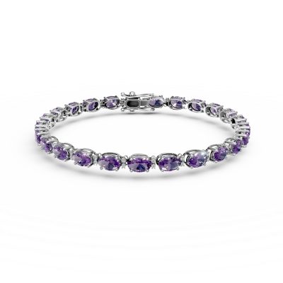 Bratara tennis din aur alb cu ametiste ovale de 5.26ct si diamante de 0.27ct