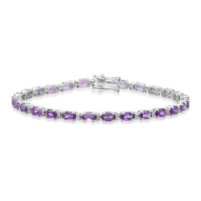 Bratara tennis din aur alb cu ametiste ovale de 5.31ct si diamante de 0.25ct