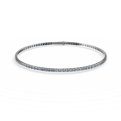 Bratara tennis din aur alb cu diamante albastre de 1.05ct