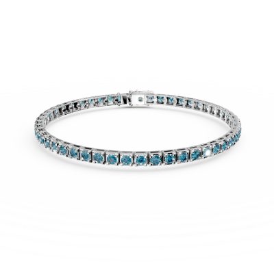 Bratara tennis din aur alb cu diamante albastre de 2.15ct