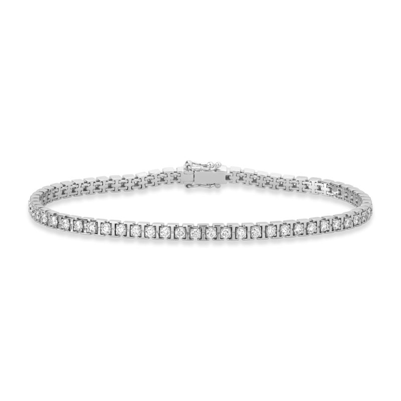 Bratara tennis din aur alb cu diamante de 2.06ct
