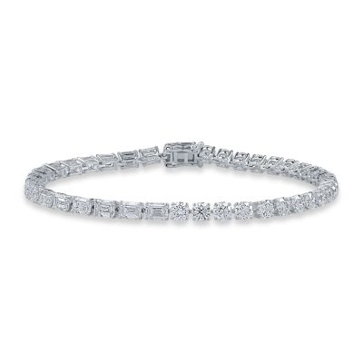 Bratara tennis din aur alb cu diamante emerald si rotunde de 7.86ct