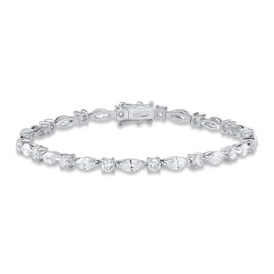 Bratara tennis din aur alb cu diamante marquise de 4.95ct