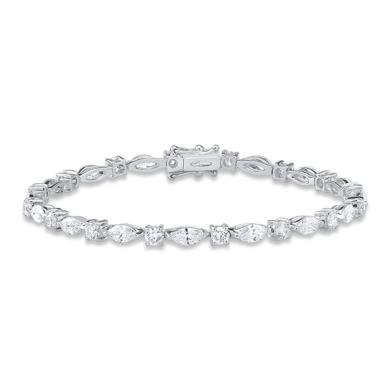 Bratara tennis din aur alb cu diamante marquise de 4.95ct