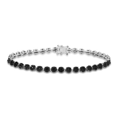 Bratara tennis din aur alb cu diamante negre de 2.201ct