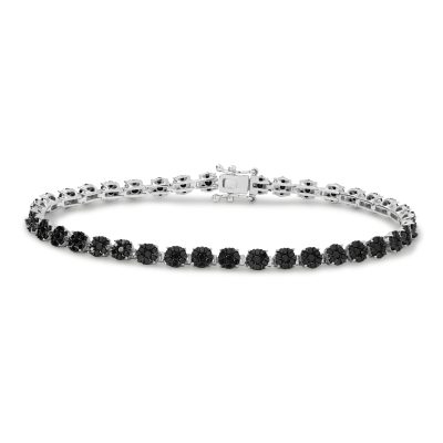 Bratara tennis din aur alb cu diamante negre de 3.306ct