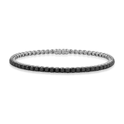 Bratara tennis din aur alb cu diamante negre de 3.7ct