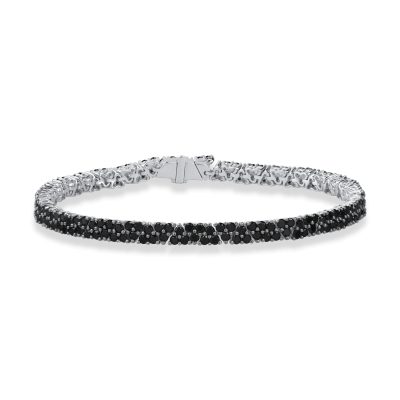 Bratara tennis din aur alb cu diamante negre de 3.9ct