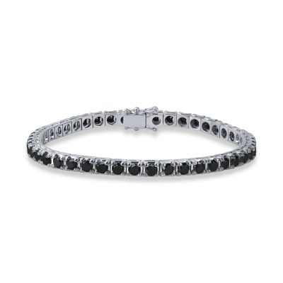 Bratara tennis din aur alb cu diamante negre de 7ct
