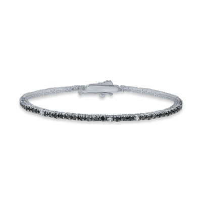 Bratara tennis din aur alb cu diamante negre si incolore de 1.9ct