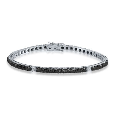Bratara tennis din aur alb cu diamante negre taietura rose de 4.6ct si diamante transparente de 0.4ct