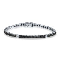 Bratara tennis din aur alb cu diamante negre taietura rose de 4.6ct si diamante transparente de 0.4ct