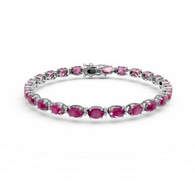 Bratara tennis din aur alb cu rubine ovale de 7.16ct si diamante de 0.31ct