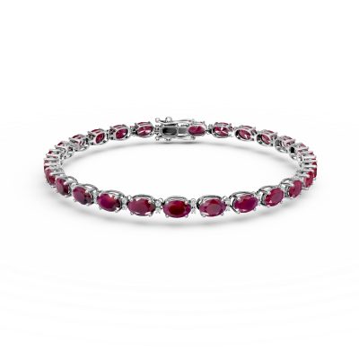 Bratara tennis din aur alb cu rubine ovale de 8.53ct si diamante de 0.26ct