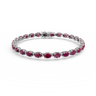 Bratara tennis din aur alb cu rubine ovale de 9.7ct si diamante de 0.3ct
