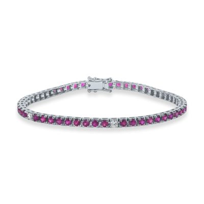 Bratara tennis din aur alb cu rubine si diamante de 4.05ct