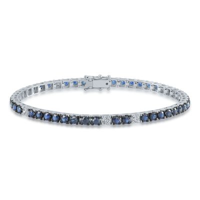 Bratara tennis din aur alb cu safire de 4.2ct si diamante de 0.35ct