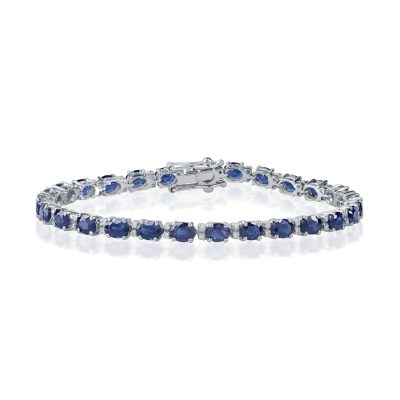 Bratara tennis din aur alb cu safire de 7.4ct si diamante de 0.2ct