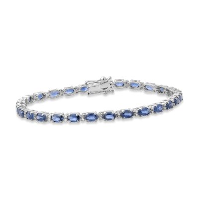 Bratara tennis din aur alb cu safire de 7.87ct si diamante de 0.24ct