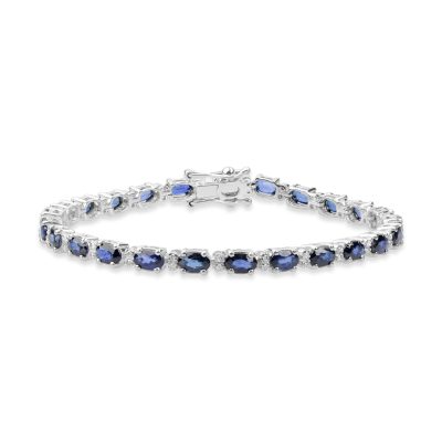 Bratara tennis din aur alb cu safire de 8.1ct si diamante de 0.2ct