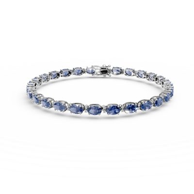 Bratara tennis din aur alb cu safire de 8ct si diamante de 0.2ct