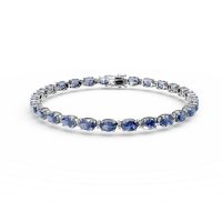 Bratara tennis din aur alb cu safire de 8ct si diamante de 0.2ct
