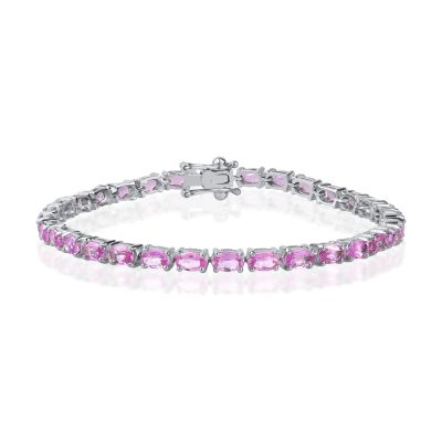 Bratara tennis din aur alb cu safire roz de 8.3ct