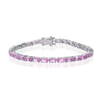 Bratara tennis din aur alb cu safire roz de 8.3ct
