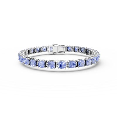 Bratara tennis din aur alb cu tanzanite cushion de 21.94ct si diamante de 0.43ct